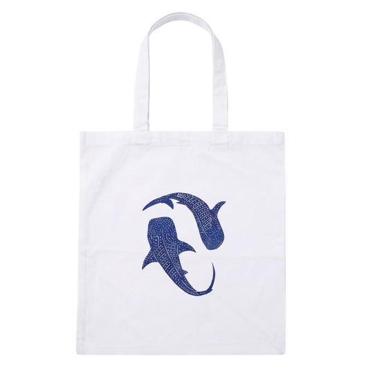 Coastal Market Canvas Tote Bag | Blue Whale Sharks