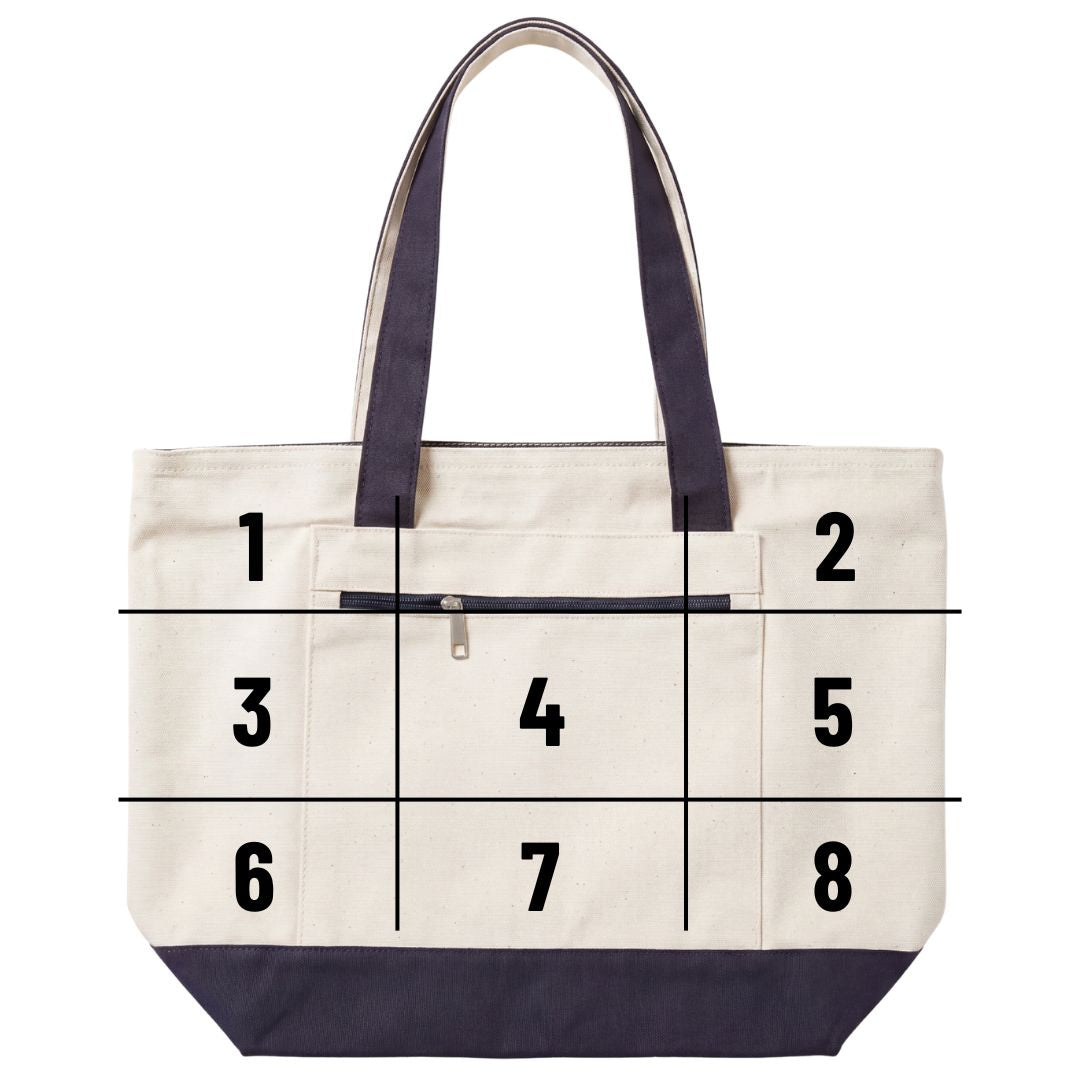 Zippered Tote Bag Placement