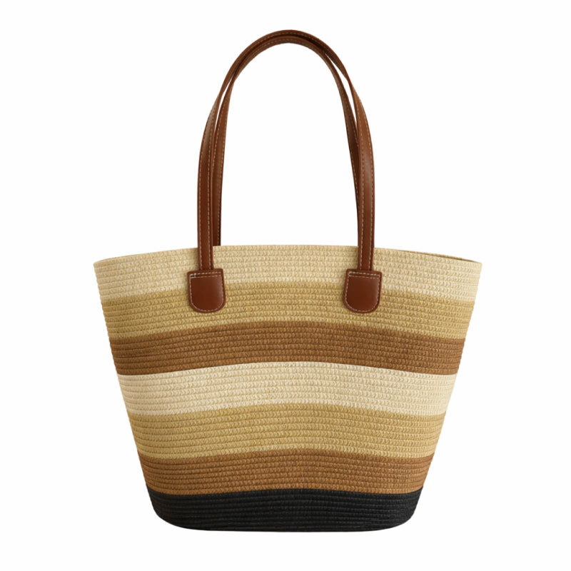 Take It Outside Essentials Striped Straw Beach Bag