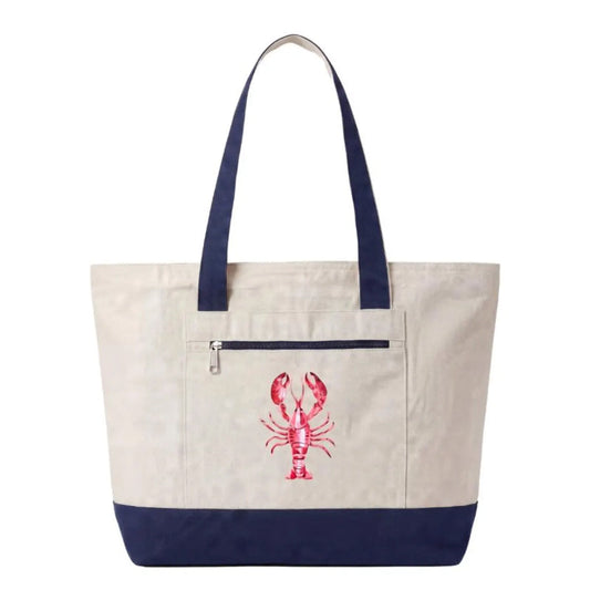 Coastal Canvas Zipper Tote Bag | Lobster