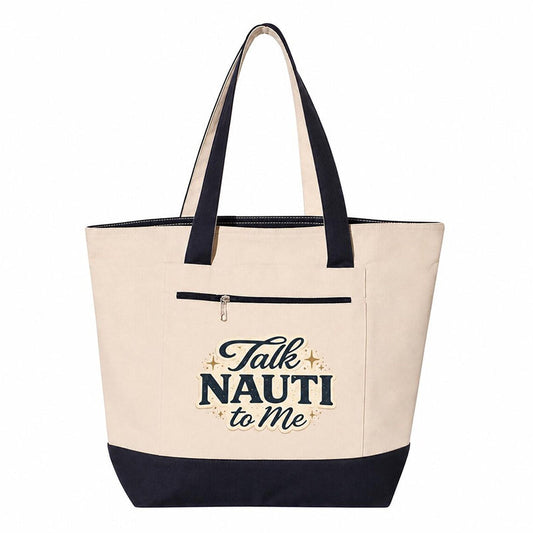 Coastal Canvas Zipper Tote Bag | Talk Nauti to Me