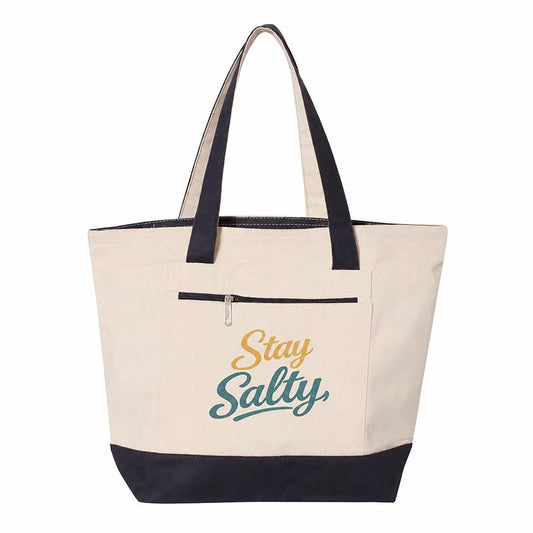 Coastal Canvas Zipper Tote Bag | Stay Salty